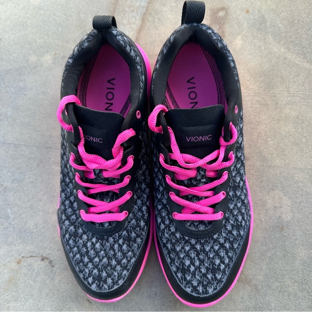 Vionic Python Black Pink Lace Up Comfort Athletic Sneakers Size 8 - Picture 3 of 8